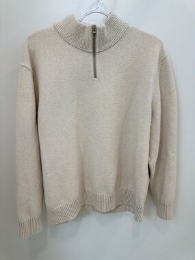 Lululemon Men's Cream Half-Zip Mock Neck Sweater